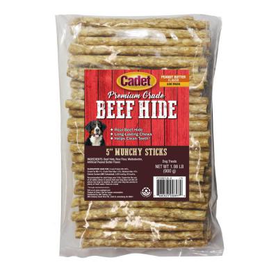 cadet-beef-hide-5-inch-munchy-sticks-peanut-butter-100-pack