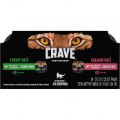 Crave Turkey & Salmon Pate Grain Free Cat Food Trays 2.6 oz. Variety 12 Pack.