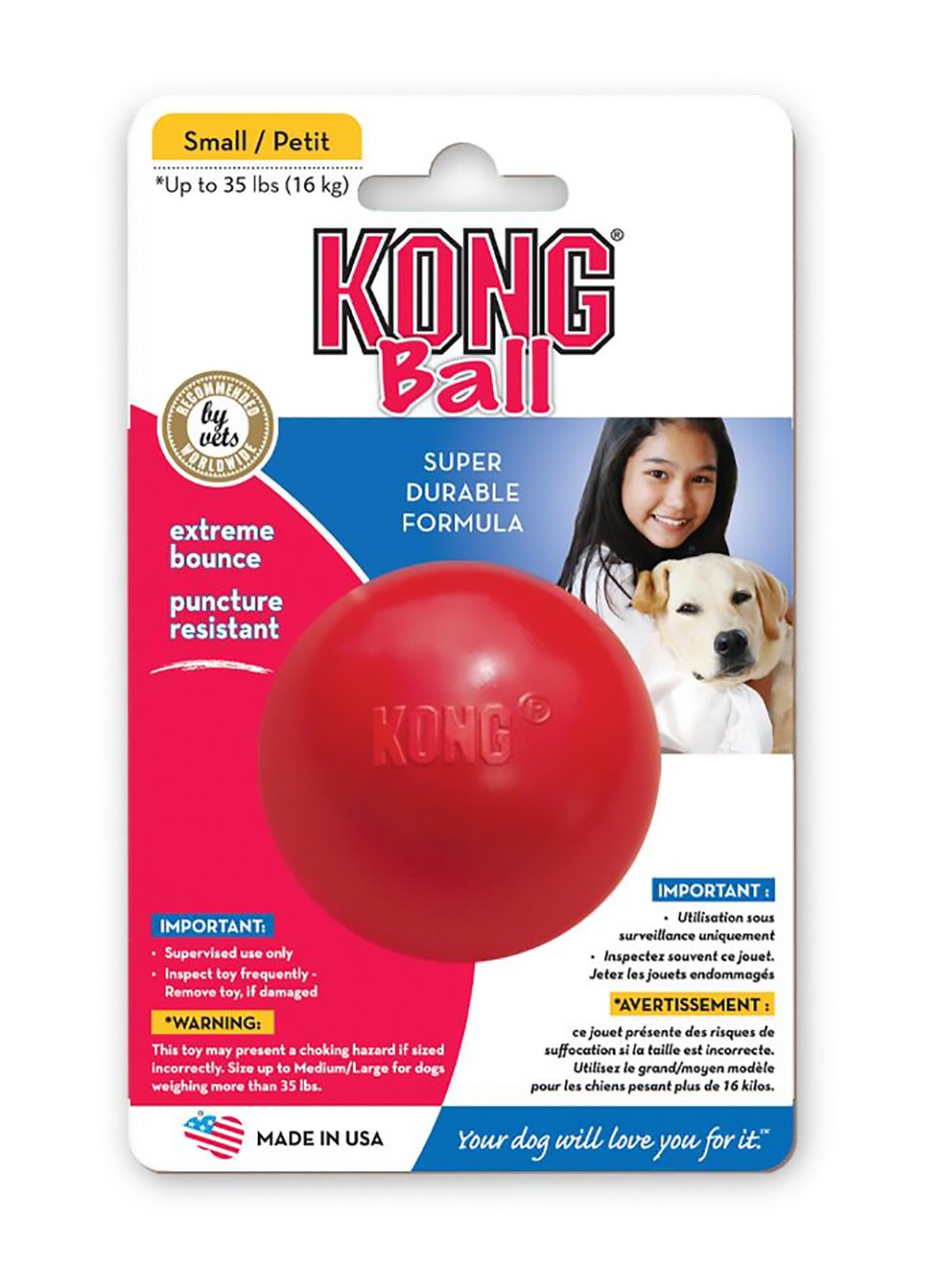 KONG KONG Extreme Rubber Ball or Ball & Rope Dog Toy Puncture Resistant Bouncy Fetch 
