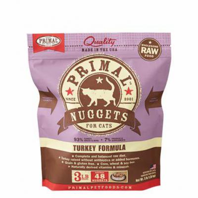 Primal Frozen Raw Nuggets Turkey Formula For Cats 3 lb.