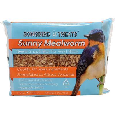 Songbird Treats Sunny Mealworm Seed Snack Bar For Wild Birds 1.6 lb.